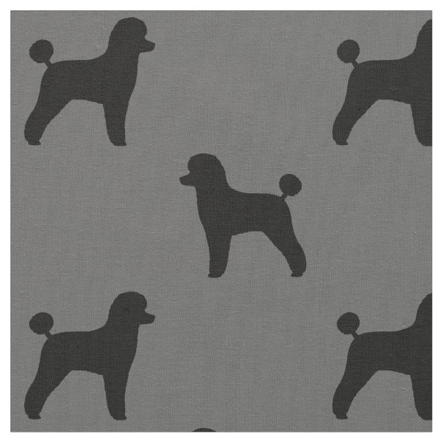 Black Toy Poodle Silhouettes Pattern | Dog Lover's Fabric (Close Up)