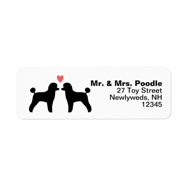 Black Toy Poodle Silhouettes with Heart Address Return Address Label (Front)