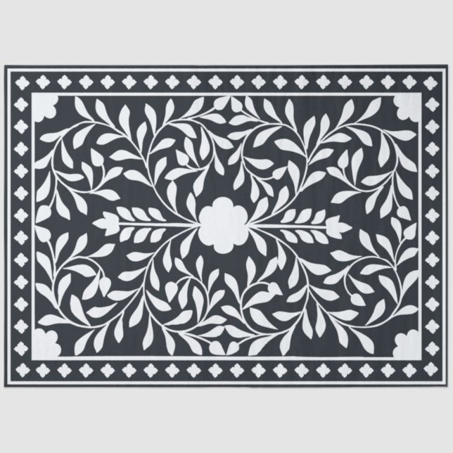 Black Traditional Bone Inlay Decoupage Paper (Front)