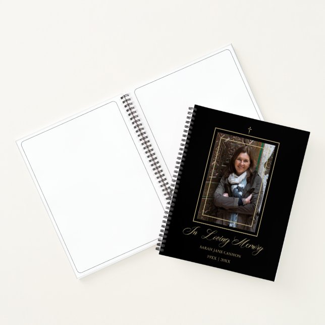 Black Traditional & Elegant Golden Photo Funeral Notebook (Inside)