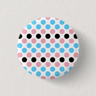 Black transgender Pride Flag Colours Polkadots 3 Cm Round Badge