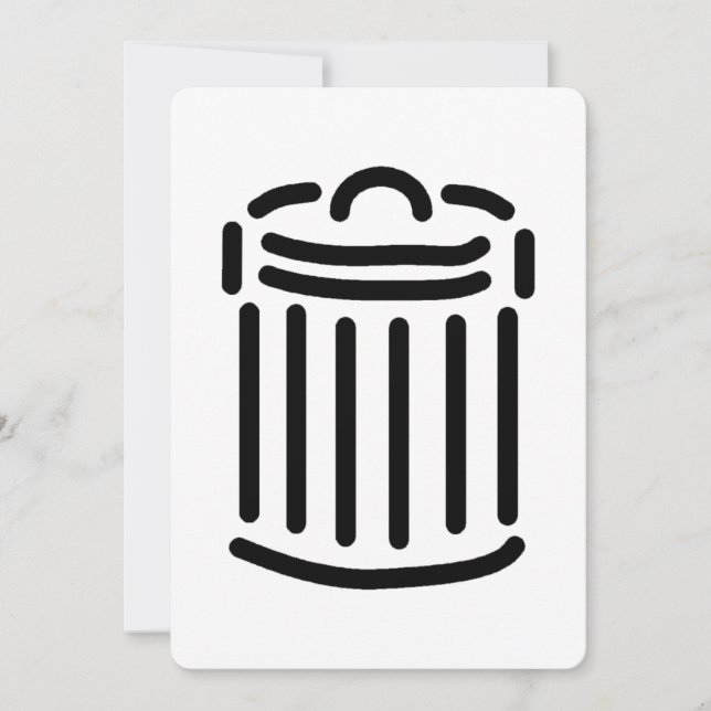 Black Trash Can Symbol Invitation (Front)