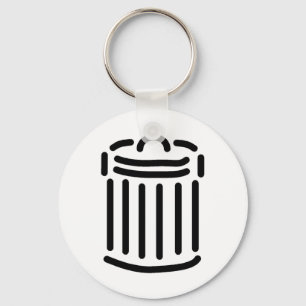 Black Trash Can Symbol Key Ring