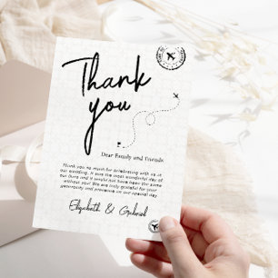 Black Travel Destination Wedding Thank You Card
