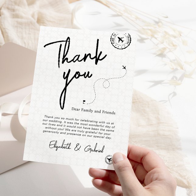 Black Travel Destination Wedding Thank You Card (Creator Uploaded)