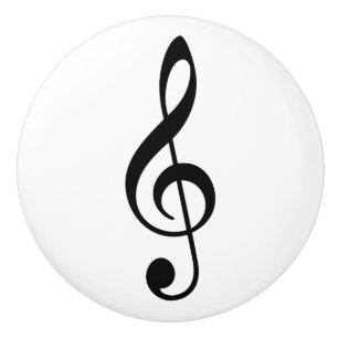 Black Treble Clef Music Symbol Notation Ceramic Knob