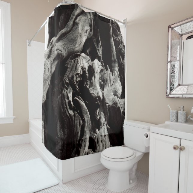 Black Tree Bark  Shower Curtain (In Situ)