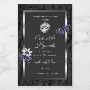 Black Tree Bark Silver Frame Product Labels Logo