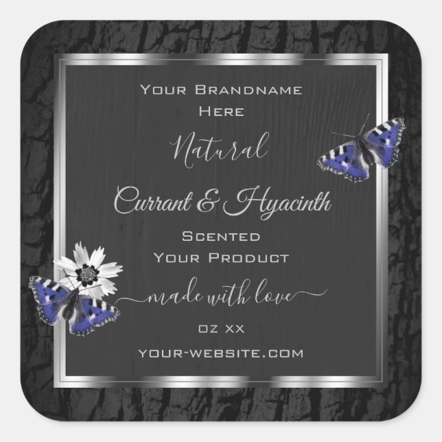 Black Tree Bark with Silver Frame Product Labels (Front)