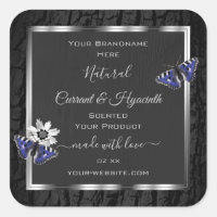 Black Tree Bark with Silver Frame Product Labels