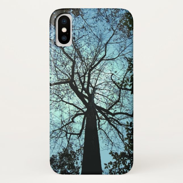 Black Tree Branches Blue Sky iPhone X Case (Back)