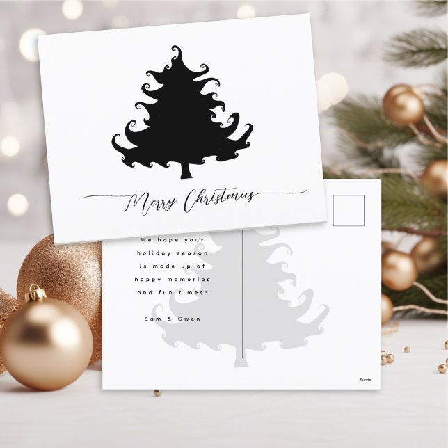 Black Tree Christmas Minimalist Holiday Postcard (Creator Uploaded)