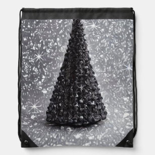 Black Tree Drawstring Bag