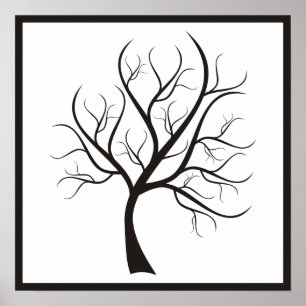 Black Tree On White Poster