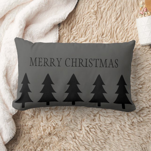 Black tree Scandinavian style Merry Christmas Lumbar Cushion (Blanket)
