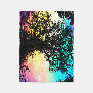 Black Trees Colourful Space Blanket