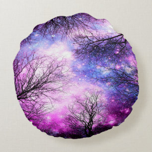 Black Trees Fuchsia Violet Space Pillow