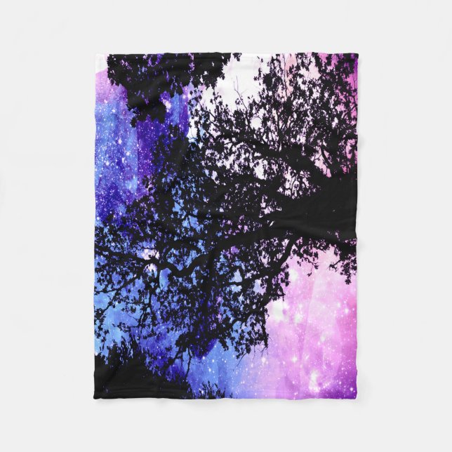 Black Trees Lavender Blue Space Blanket (Front)