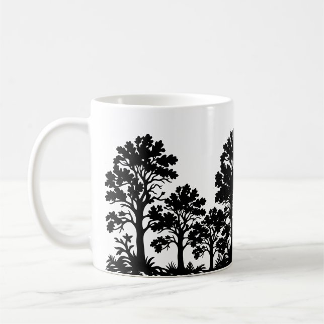 Black Trees Silhouette Coffee Mug (Left)
