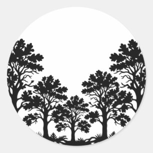 Black Trees Silhouette Round Paper Coaster Classic Round Sticker