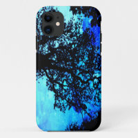 Black Trees Turquoise Periwinkle Space
