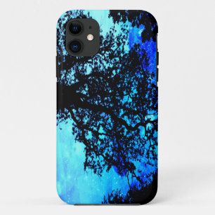 Black Trees Turquoise Periwinkle Space iPhone 11 Case