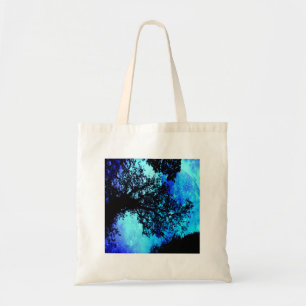 Black Trees Turquoise Periwinkle Space Tote Bag