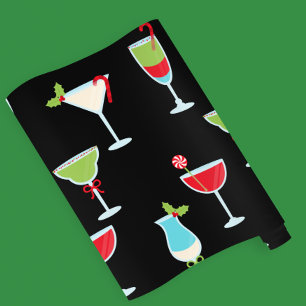 Black Trendy Cocktail Party  Holiday Christmas Wrapping Paper