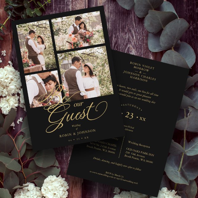 Black Trendy Collage 4 Photos Fancy Script (Creator Uploaded)