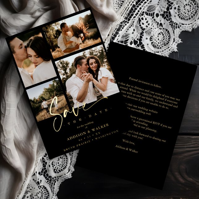 Black Trendy Collage Wedding 4 Photos Real Golden  (Creator Uploaded)