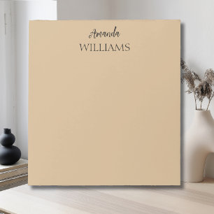 Black Trendy Elegant First Last Name Tan Brown Notepad