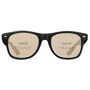 Black Trendy Elegant First Last Name Tan Brown Retro Sunglasses