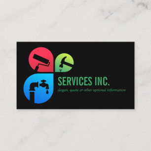 Black Trendy Repairing services logo professional Business Card