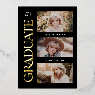 Black Trendy Serif Multiple Photo Graduation 