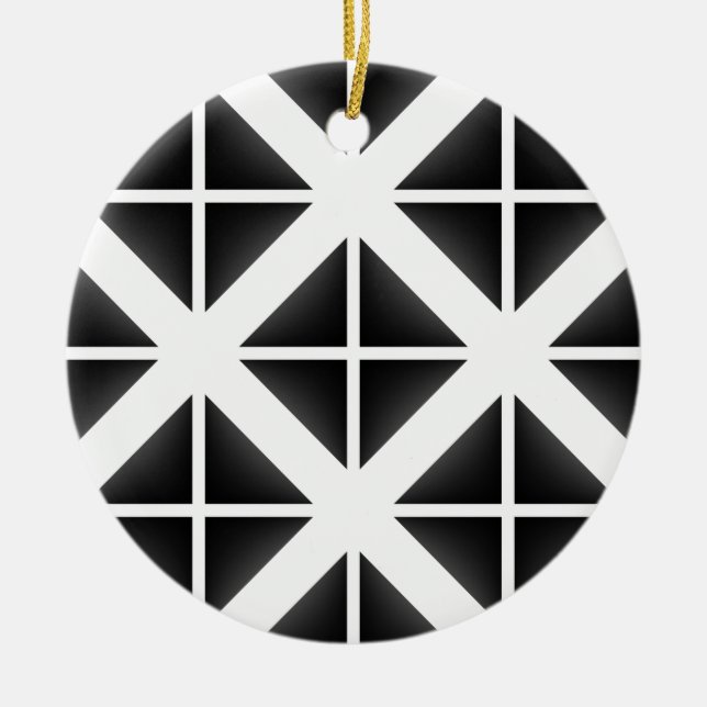Black Trendy Triangle Pattern Ceramic Tree Decoration (Front)