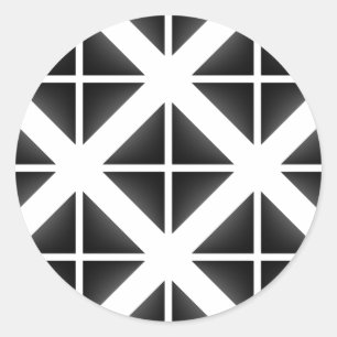 Black Trendy Triangle Pattern Classic Round Sticker