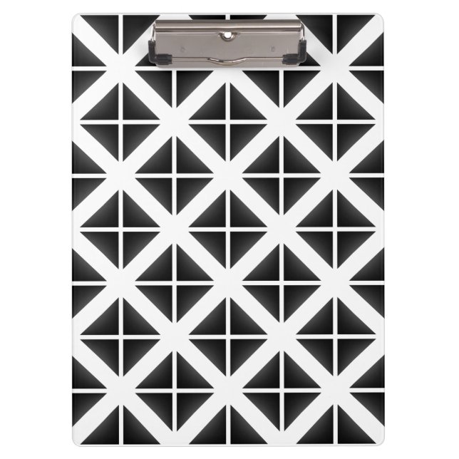 Black Trendy Triangle Pattern Clipboard (Front)