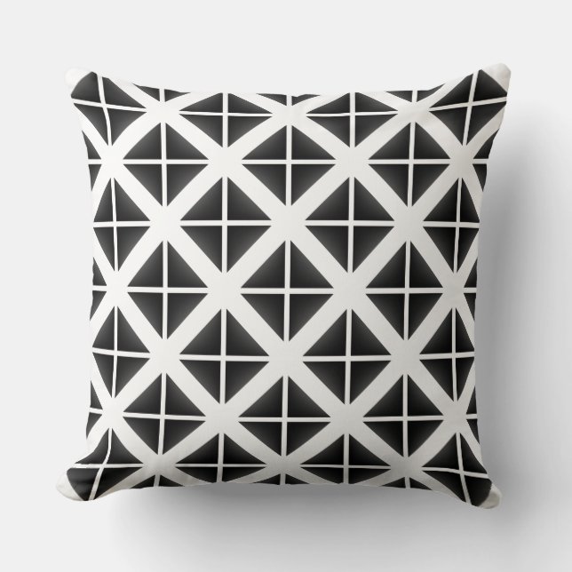 Black Trendy Triangle Pattern Cushion (Front)