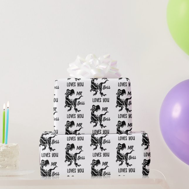 Black Trex the Boss Dino Wrapping Paper (Party Gifts)