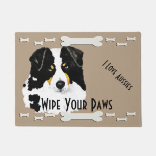 Black Tri Aussie & Dog Bones Doormat