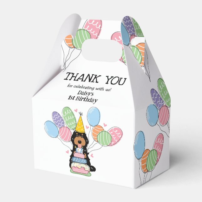Black Tri Cockapoo Cavapoo Birthday Thank You Favour Box (Front Side)