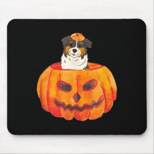 Black Tri Colour Aussie Dog Happy Halloween Pumpki Mouse Pad