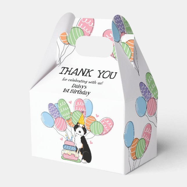 Black Tri Colour Aussiedoodle Birthday Thank You  Favour Box (Front Side)