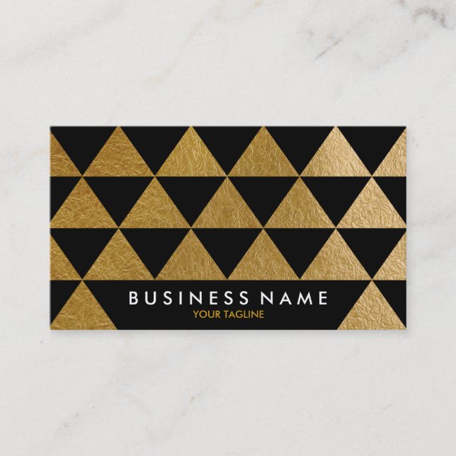 Black Triangle Faux Gold Foil Business Cards (Front)