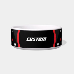 Black Triangle UFO Pattern with Pet Name Bowl