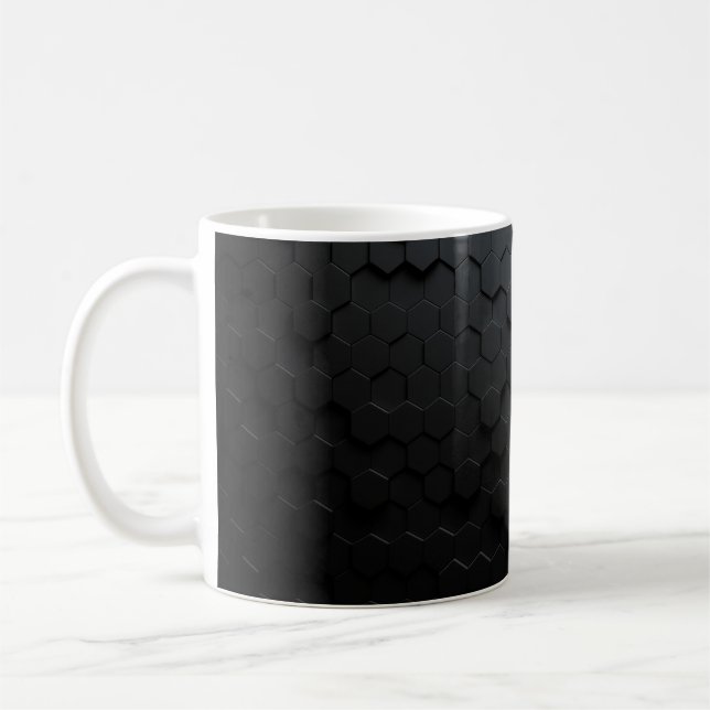 Black triangular abstract background, Grunge surfa Coffee Mug (Left)