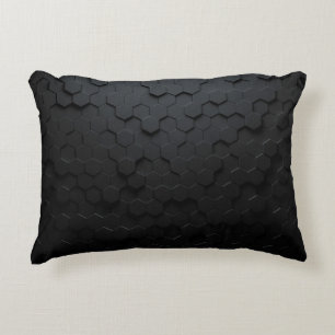 Black triangular abstract background, Grunge surfa Decorative Cushion