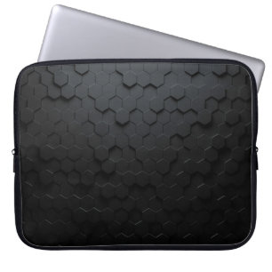 Black triangular abstract background, Grunge surfa Laptop Sleeve