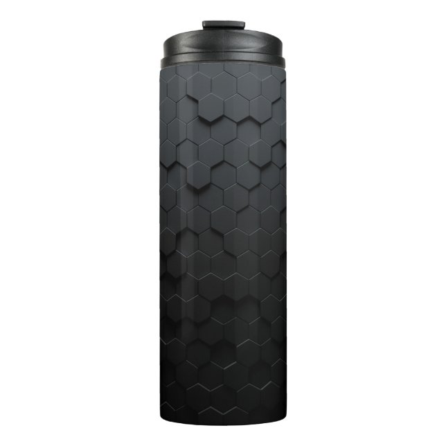 Black triangular abstract background, Grunge surfa Thermal Tumbler (Front)
