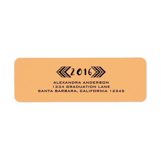 Black Tribal Aztec Graduation Address Labels (Front)